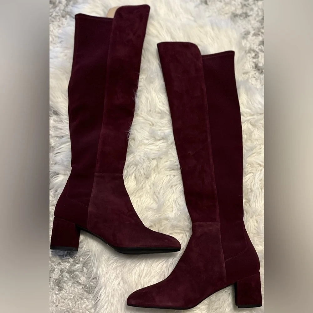 Stuart Weitzman Gillian 60 Over The Knee Boots NWT Burgundy Suede 8